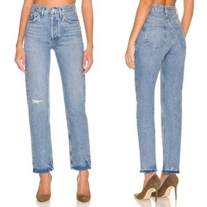 Agolde 90s Pinch Waist Jean Abstract 27 Denim Blue Jeans Distressed 90's Ankle